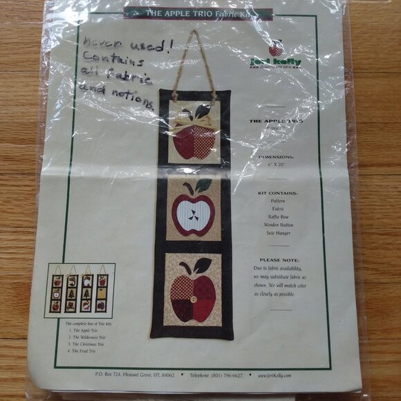 Vintage Apple Wallhanging Kit Fabric Applique 6" x 20" Retro Country Kitchen Dec - Picture 3 of 9